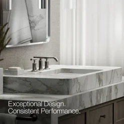 Widespread bathroom sink faucet with Lever handles, 1.2 gpm
