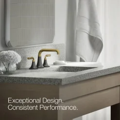 Widespread bathroom sink faucet, 0.5 gpm