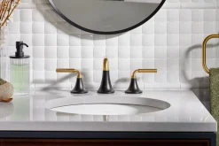 Widespread bathroom sink faucet, 0.5 gpm