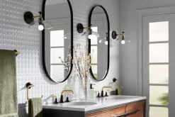 Widespread bathroom sink faucet, 0.5 gpm