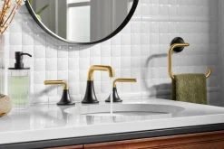Widespread bathroom sink faucet, 0.5 gpm