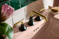 Widespread bathroom sink faucet, 0.5 gpm