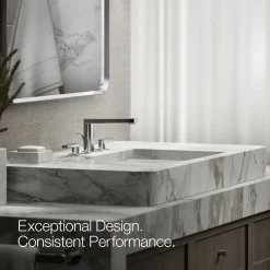 Widespread bathroom sink faucet with Lever handles, 1.2 gpm