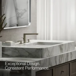 Widespread bathroom sink faucet with Lever handles, 1.2 gpm