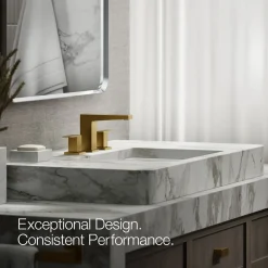 Widespread bathroom sink faucet, 0.5 gpm