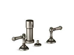 Widespread bidet faucet with lever handles