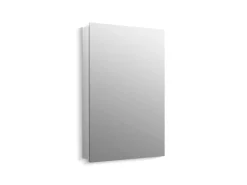 24-1/8" W x 36-1/8" H aluminum single-door medicine cabinet with 170 degree hinge
