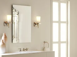 24-1/8" W x 36-1/8" H aluminum single-door medicine cabinet with 107 degree hinge