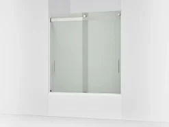 56-5/8"-59-5/8" W x 62" H bypass bath door with 1/4"-thick Frosted glass