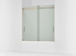 56-5/8"-59-5/8" W x 62" H bypass bath door with 1/4"-thick Frosted glass