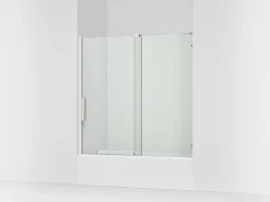55-3/4"-59-3/4" W x 58-1/4" H bypass bath door with 5/16"-thick Crystal Clear glass