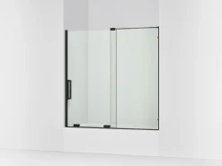 55-3/4"-59-3/4" W x 58-1/4" H bypass bath door with 5/16"-thick Crystal Clear glass