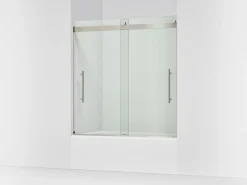 56-5/8"-59-5/8" W x 61.53" H bypass bath door with 5/16"-thick Crystal Clear glass