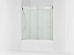 54"-60" W x 61-7/16" H bypass bath door with 3/8"-thick Crystal Clear glass