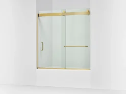 54"-60" W x 61-7/16" H bypass bath door with 3/8"-thick Crystal Clear glass