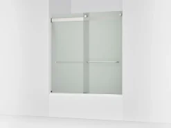 56-5/8"-59-5/8" W x 62" H bypass bath door with 1/4"-thick Frosted glass