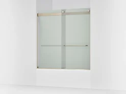 56-5/8"-59-5/8" W x 62" H bypass bath door with 1/4"-thick Frosted glass