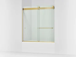 54"-60" W x 61-7/16" H bypass bath door with 3/8"-thick Crystal Clear glass