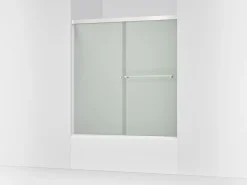 55-5/8"-59-5/8" W x 62" H bypass bath door with 5/16"-thick Frosted glass