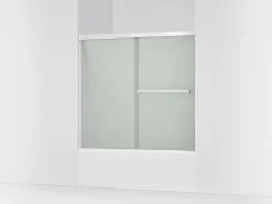 55-5/8"-59-5/8" W x 55-1/2" H bypass bath door with 1/4"-thick Frosted glass