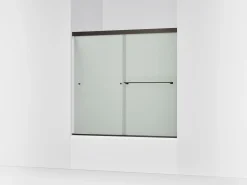 55-5/8"-59-5/8" W x 55-1/2" H bypass bath door with 1/4"-thick Frosted glass