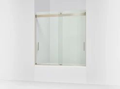 56-5/8"-59-5/8" W x 59-3/4" H bypass bath door with 1/4"-thick Crystal Clear glass
