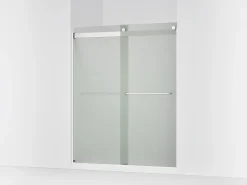 56-5/8"-59-5/8" W x 74" H bypass shower door with 1/4"-thick Frosted glass