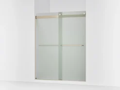 56-5/8"-59-5/8" W x 74" H bypass shower door with 1/4"-thick Frosted glass