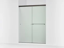 55-5/8"-59-5/8" W x 76" H bypass shower door with 5/16"-thick Frosted glass