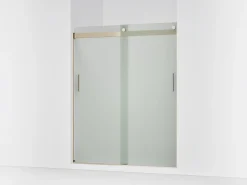 56-5/8"-59-5/8" W x 74" H bypass shower door with 1/4"-thick Frosted glass