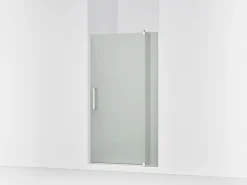 39-1/8"-44" W x 70" H pivot shower door with 5/16"-thick Frosted glass