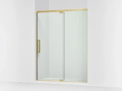 54"-60" W x 76" H pivot shower door with 5/16"-thick Crystal Clear glass