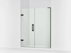 58"-58-3/4" W x 71-3/4" H pivot shower door with 3/8"-thick Crystal Clear glass