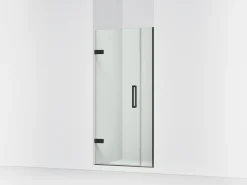 33-5/8"-34-3/8" W x 71-9/16" H pivot shower door with 3/8"-thick Crystal Clear glass