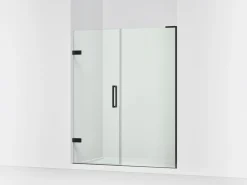 57-1/4"-58" W x 71-3/4" H pivot shower door with 3/8"-thick Crystal Clear glass