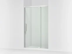 42"-48" W x 76" H pivot shower door with 5/16"-thick Crystal Clear glass
