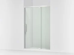 48"-54" W x 76" H pivot shower door with 5/16"-thick Crystal Clear glass