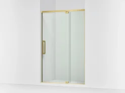 48"-54" W x 76" H pivot shower door with 5/16"-thick Crystal Clear glass