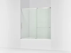 56-1/4"-59-5/8" W x 56-3/4" H sliding bath door with 5/16"-thick Crystal Clear glass