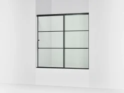 56-1/4"-59-5/8" W x 56-3/4" H sliding bath door with 1/4"-thick Crystal Clear glass