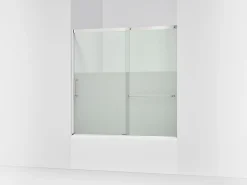 56-1/4"-59-5/8" W x 56-3/4" H sliding bath door with 5/16"-thick Crystal Clear glass