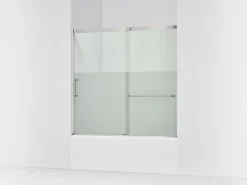 56-1/4"-59-5/8" W x 56-3/4" H sliding bath door with 5/16"-thick Crystal Clear glass