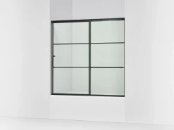 56-1/4"-59-5/8" W x 56-3/4" H sliding bath door with 5/16"-thick Crystal Clear glass