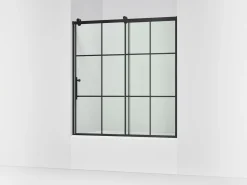 56-5/8"-59-5/8" W x 62-1/2" H sliding bath door with 3/8"-thick Crystal Clear glass