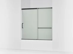 56-1/4"-59-5/8" W x 56-3/4" H sliding bath door with 1/4"-thick Frosted glass