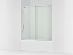 56-1/8"-59-7/8" W x 62" H sliding bath door with 3/8"-thick Crystal Clear glass