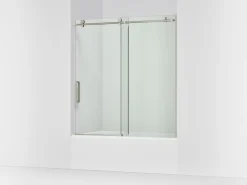 56-1/8"-59-7/8" W x 62" H sliding bath door with 3/8"-thick Crystal Clear glass