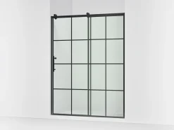 56-5/8"-59-5/8" W x 76.99" H sliding shower door with 3/8"-thick Crystal Clear glass