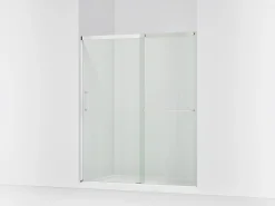 62-1/4"-65-5/8" W x 75-1/2" H sliding shower door with 5/16"-thick Crystal Clear glass