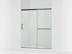 62-1/4"-65-5/8" W x 75-1/2" H sliding shower door with 5/16"-thick Crystal Clear glass